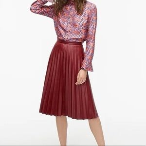 J. Crew faux leather Burgundy Pleated Skirt size 18